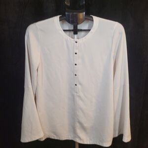 Flowy White Blouse with Slight Bell Sleeves from BCBGMaxAzria